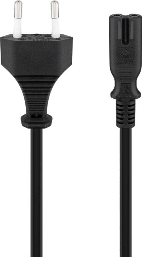 3m Eurostecker (Typ C, CEE 7/16) / Gerätebuchse C7 schwarz Stromkabel goobay