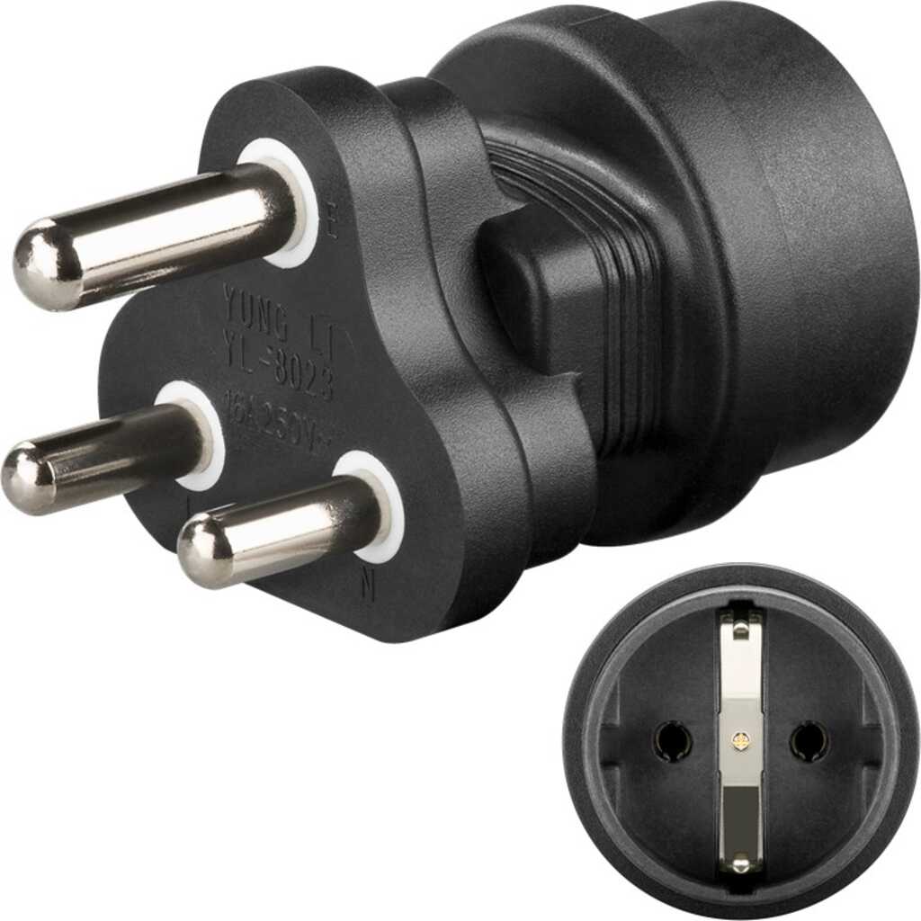 Goobay 95412 Netzstecker-Adapter Typ F Typ M Schwarz