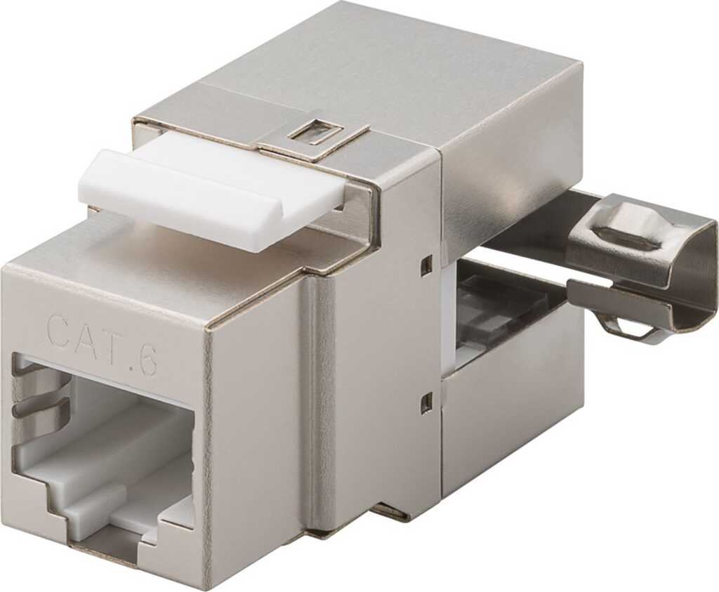 goobay Keystone Modul RJ45 CAT 6, STP, 17,2 mm Breite Klemmleiste für LSA Montage (werkzeugfrei), 90° Ausgang