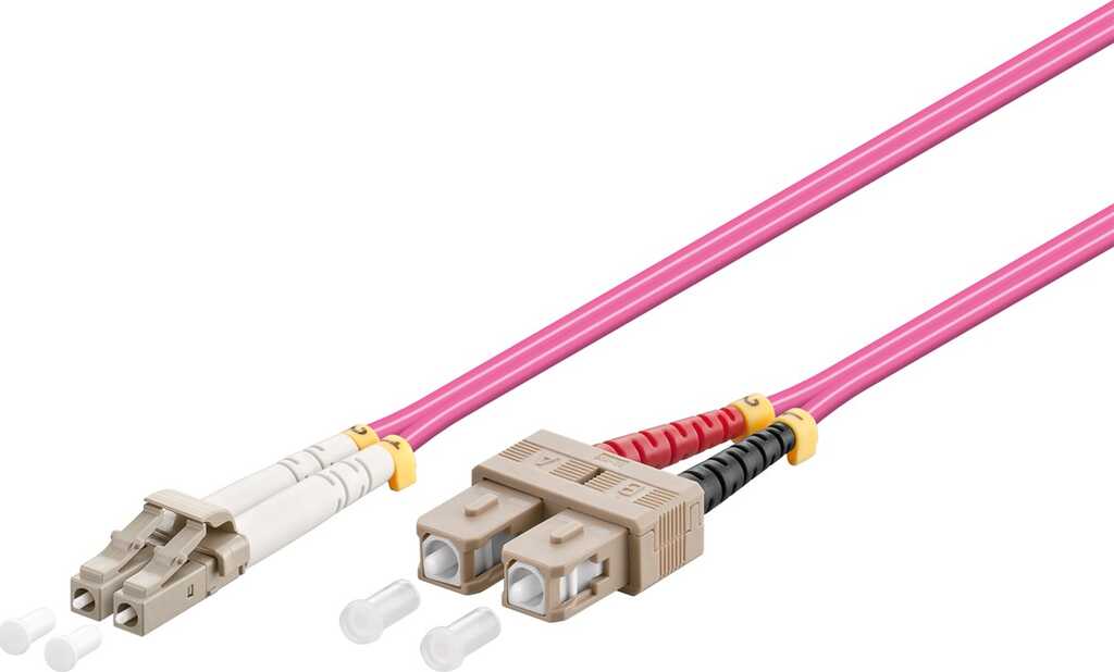 1m LWL Patchkabel LC-Stecker -> SC-Stecker, OM4 violett 