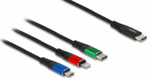 DeLOCK USB Ladekabel 3 in 1 USB Type-C zu Lightning / Micro USB / USB Type-C 1 m