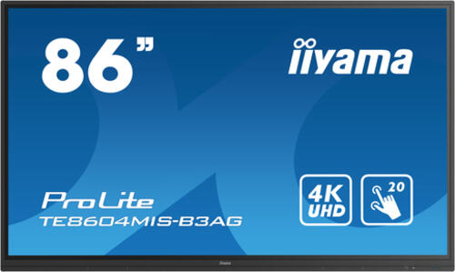 iiyama TE8604MIS-B3AG Signage-Display Interaktiver Flachbildschirm 2,18 m (86) WLAN 400 cd/m 4K Ultra HD Schwarz Touchscreen Eingebauter Prozessor iiWare 9.0
