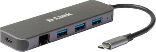 D-Link DUB-2334 laptop-dockingstation & portreplikator Kabelgebunden USB Typ-C Grau