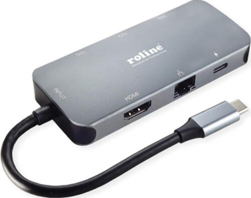 ROLINE 12.02.1121 Schnittstellen-Hub USB Typ-C 5000 Mbit/s Grau