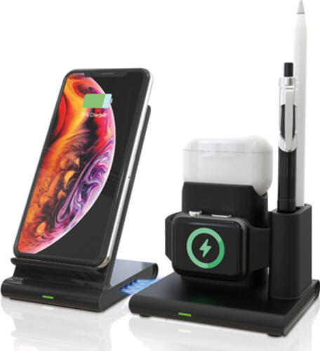 RealPower ChargeAIR Connect Smartphone, Smartwatch, Tablette Schwarz USB Kabelloses Aufladen Drinnen