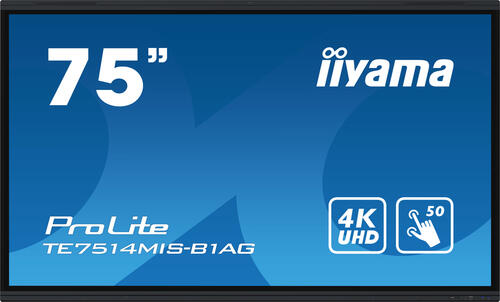 iiyama TE7514MIS-B1AG Signage-Display Interaktiver Flachbildschirm 190,5 cm (75) LCD WLAN 435 cd/m 4K Ultra HD Schwarz Touchscreen Eingebauter Prozessor Android 24/7