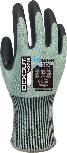 Wonder Grip WG-788 Dexcut Werkstatthandschuhe Schwarz, Grün Faser, Nitrilschaum, Polyester, Spandex 12 Stück(e)