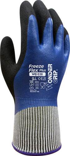 Wonder Grip WG-538 Werkstatthandschuhe Schwarz, Blau Acryl, Nitrilschaum, Polyester 12 Stück(e)