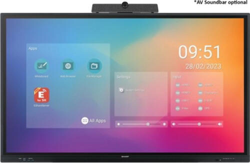 Sharp PN-LC862 Digital Signage Flachbildschirm 2,18 m (86) LCD WLAN 450 cd/m 4K Ultra HD Schwarz Touchscreen Eingebauter Prozessor Android 11 16/7