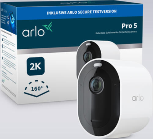 Arlo Pro 5 2K Spotlight Überwachungskamera außen, 1er Set weiß