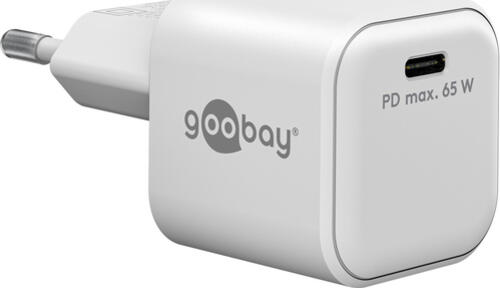 Goobay USB-C PD GaN Schnellladegerät Nano (65 W) weiß 1x USB-C-Anschluss (Power Delivery)