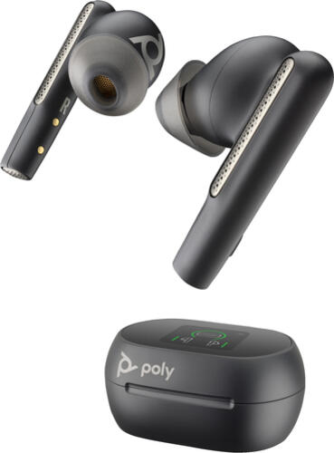 POLY Voyager Free 60+ UC M Carbon Black Earbuds +BT700 USB-A Adapter +Touchscreen-Ladeetui