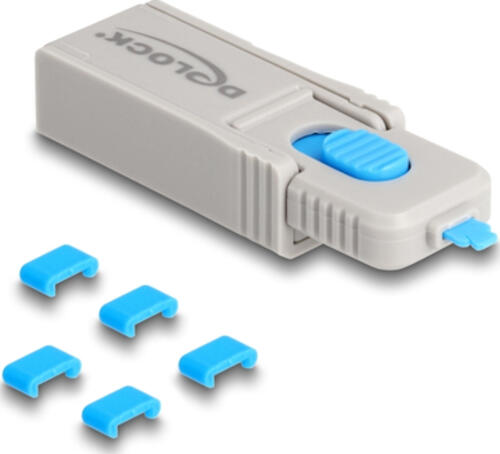 DeLOCK USB Type-C Port Blocker Set für USB Type-C Buchsen 5 Stück + Verschlusswerkzeug