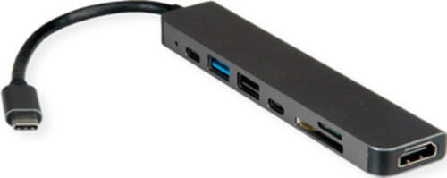 VALUE 12.99.1136 laptop-dockingstation & portreplikator Kabelgebunden USB 3.2 Gen 2 (3.1 Gen 2) Type-C Schwarz, Grau