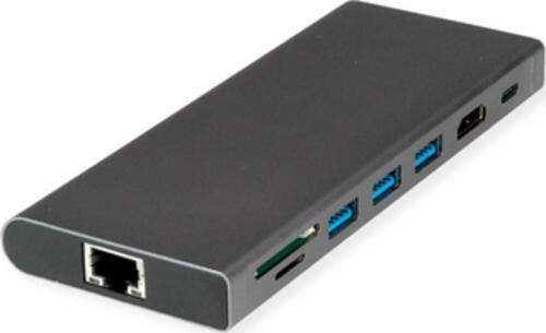 VALUE 12.99.1138 laptop-dockingstation & portreplikator Kabelgebunden USB 3.2 Gen 1 (3.1 Gen 1) Type-C Schwarz, Grau