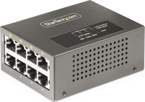 StarTech.com 4-Port Multi-Gigabit PoE++ Injector, 5/2.5/1G Ethernet (NBASE-T), PoE/PoE+/PoE++ (802.3af/802.3at/802.3bt), 160W Budget Injektor, Wand-/DIN-Schienen Montage, PoE Adapter Unmanaged