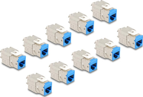 DeLOCK Keystone Modul RJ45 Buchse zu LSA Cat.6A werkzeugfrei blau Set 10 Stück