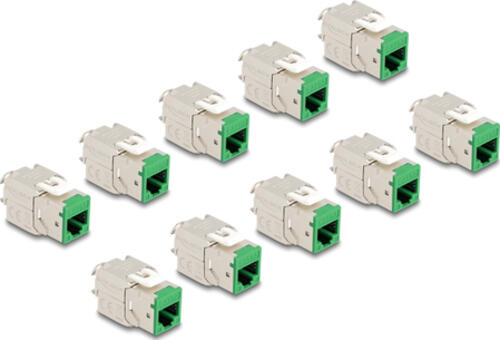 DeLOCK Keystone Modul RJ45 Buchse zu LSA Cat.6A werkzeugfrei grün Set 10 Stück