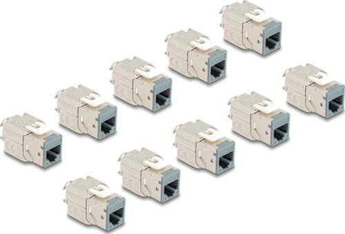 DeLOCK Keystone Modul RJ45 Buchse zu LSA Cat.6A werkzeugfrei grau Set 10 Stück