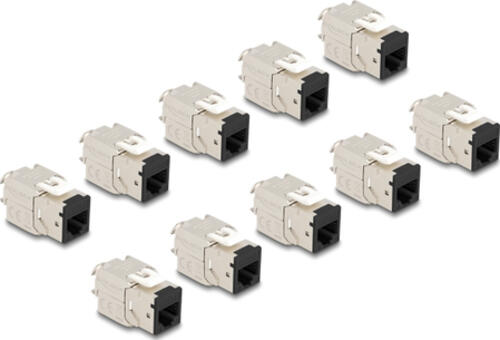 DeLOCK Keystone Modul RJ45 Buchse zu LSA Cat.6A werkzeugfrei schwarz Set 10 Stück