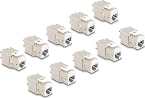 DeLOCK Keystone Modul RJ45 Buchse zu LSA Cat.6A werkzeugfrei weiß Set 10 Stück