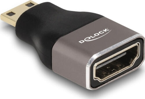 DeLOCK HDMI Adapter Mini-C Stecker zu A Buchse 8K 60 Hz grau Metall