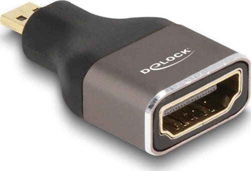 DeLOCK HDMI Adapter Micro-D Stecker zu A Buchse 8K 60 Hz grau Metall