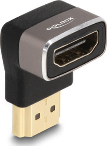 DeLOCK HDMI Adapter Stecker zu Buchse 90 oben gewinkelt 8K 60 Hz grau Metall