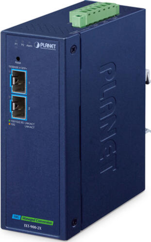 PLANET IP40 Industrial 2-Port Netzwerk Medienkonverter 10000 Mbit/s Blau