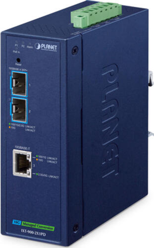 PLANET IP40 Industrial 2-Port Netzwerk Medienkonverter 10000 Mbit/s Blau