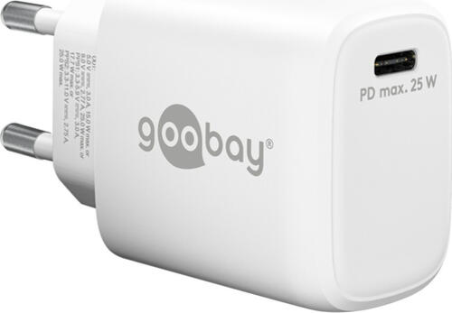 Goobay USB-C PD GaN Schnellladegerät (25 W) weiß 1x USB-C-Anschluss (Power Delivery)