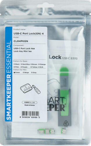 Smartkeeper CL04PKGN Schnittstellenblockierung Schnittstellenblockierung + Schlüssel USB Typ-C Grün Kunststoff 1 Stück(e)