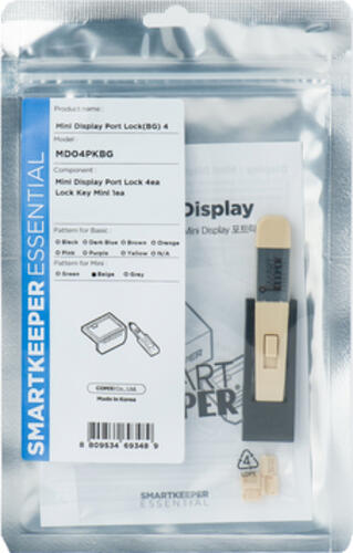 Smartkeeper MD04PKBG Schnittstellenblockierung Schnittstellenblockierung + Schlüssel Mini DisplayPort Beige Kunststoff 1 Stück(e)