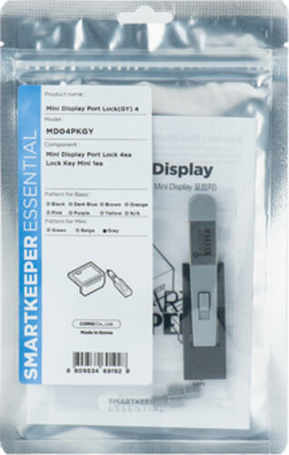 Smartkeeper MD04PKGY Schnittstellenblockierung Schnittstellenblockierung + Schlüssel Mini DisplayPort Grau Kunststoff 1 Stück(e)