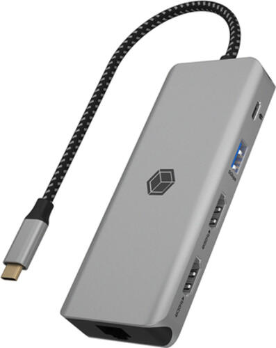 ICY BOX IB-DK4012-CPD laptop-dockingstation & portreplikator Kabelgebunden USB 3.2 Gen 1 (3.1 Gen 1) Type-C Anthrazit, Schwarz