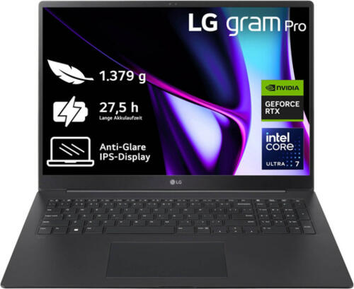 LG Gram 17Z90SP-E Intel Core Ultra 7 155H Laptop 43,2 cm (17) WQXGA 32 GB LPDDR5x-SDRAM 2 TB SSD NVIDIA GeForce RTX 3050 Wi-Fi 6E (802.11ax) Windows 11 Home Schwarz