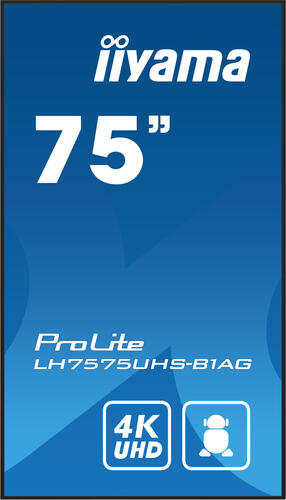 iiyama LH7575UHS-B1AG Signage-Display Digital Signage Flachbildschirm 190,5 cm (75) LCD WLAN 500 cd/m 4K Ultra HD Schwarz Eingebauter Prozessor Android 11 24/7