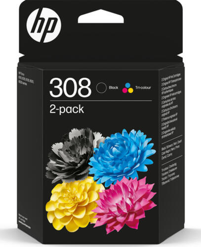 HP 308 2er-Pack Schwarz/Cyan/Magenta/Gelb Original Druckerpatronen-Kombipackung