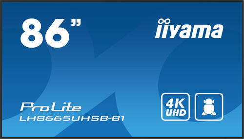iiyama LH8665UHSB-B1 Signage-Display Kiosk-Design 2,18 m (86) LED WLAN 800 cd/m 4K Ultra HD Schwarz Eingebauter Prozessor Android 11 24/7