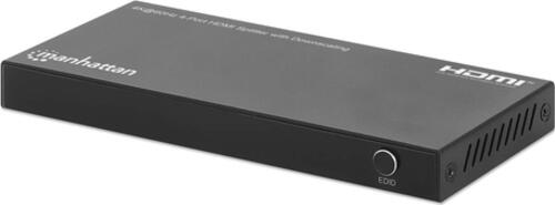 Manhattan 4K@60Hz 4-Port HDMI-Splitter mit Downscaling Teilt einen HDMI-Eingang in vier HDMI-Ausgänge (1x4), EDID-Schalter für Downscaling 18G, schwarz