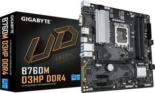 GIGABYTE B760M D3HP DDR4 Motherboard - Unterstützt Intel Core 14. Gen CPUs, 4+1+1 Phasen Digital VRM, bis zu 5333MHz DDR4 (OC), 2xPCIe 4.0 M.2, GbE LAN, USB 3.2 Gen1