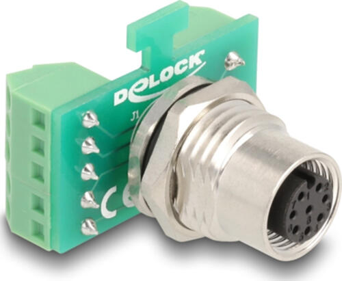 DeLOCK M12 Übergabemodul Adapter 8 Pin A-kodiert Buchse zu 9 Pin Terminalblock zum Einbau