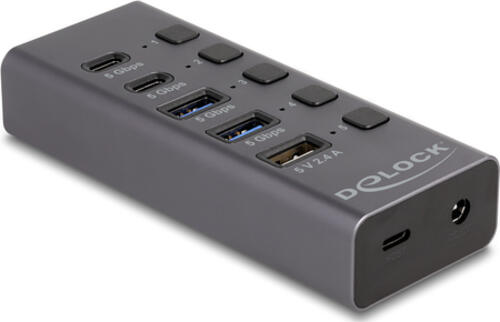 DeLOCK 64248 Schnittstellen-Hub USB 3.2 Gen 1 (3.1 Gen 1) Type-C 5000 Mbit/s Grau