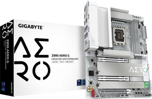 GIGABYTE Z890 AERO G Mainboard - Unterstützt Intel Core Ultra (Serie 2) CPUs, 16+1+2 Phasen VRM, bis zu 8800MHz DDR5 (OC), 1xPCIe 5.0 + 4xPCIe 4.0, Wi-Fi 7, 2.5GbE LAN, Thunderbolt 4