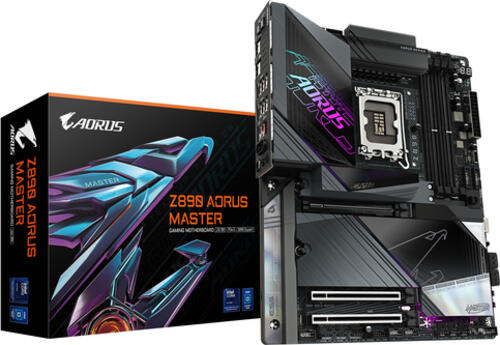 GIGABYTE Z890 AORUS MASTER Mainboard - Unterstützt Intel Core Ultra (Serie 2) CPUs, 18+1+2 Phasen VRM, bis zu 9500MHz DDR5 (OC), 2xPCIe 5.0 + 3xPCIe 4.0, Wi-Fi 7, 10GbE LAN, Thunderbolt 4