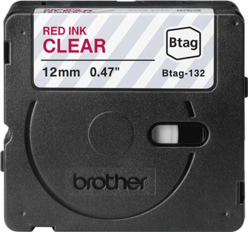 Brother BTAG-132 Etiketten erstellendes Band Rot auf Transparent