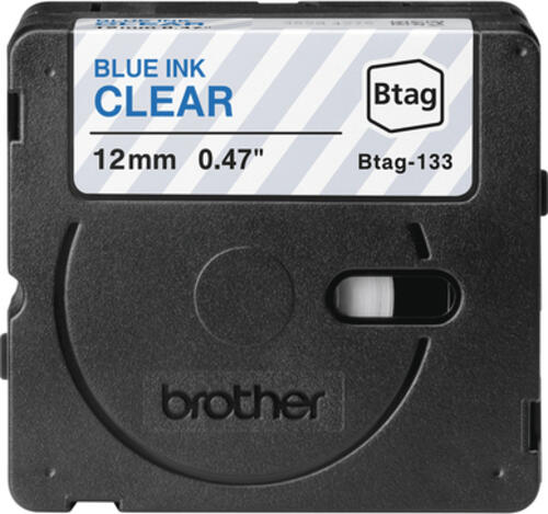 Brother BTAG-133 Etiketten erstellendes Band Blau auf transparent