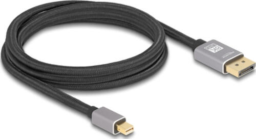 DeLOCK Mini DisplayPort zu DisplayPort Kabel 8K 60 Hz 2 m grau Metall ohne Einrastfunktion