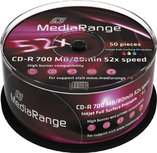 MediaRange MR208 CD-Rohling CD-R 700 MB 52x 50 Stück(e)