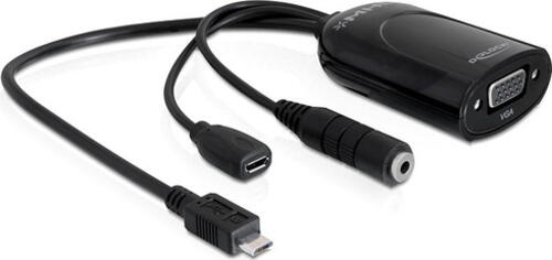 DeLOCK MHL/VGA + USB micro-B + stereo USB-Grafikadapter 1600 x 1200 Pixel Schwarz